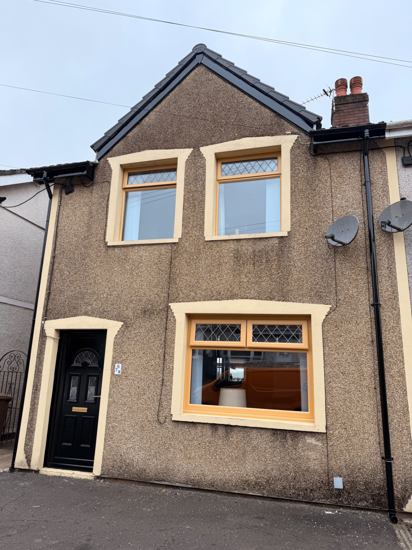 Exterior UPVC frames freshly resprayed